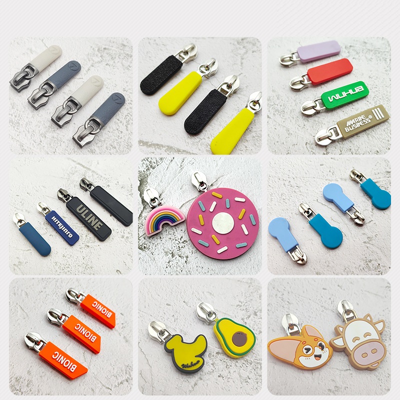 LankeLogo Zipper Head Blue Auto Lock Letter Design Custom Logo Slider Rubber Zipper Puller LOGO 3D Silicone Zipper Puller