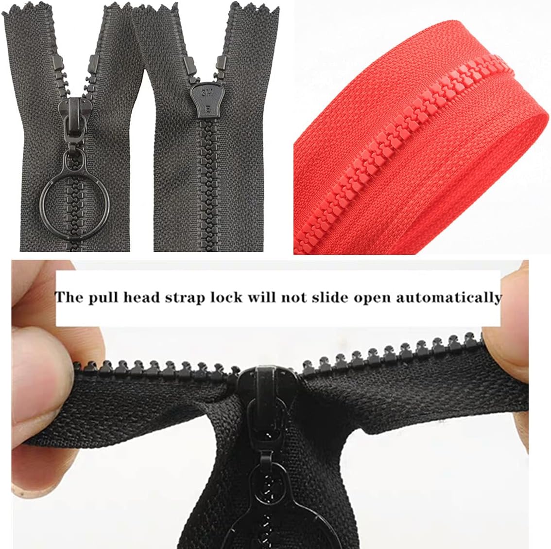 Heavy Duty Durable Nylon Molded Zipper Open End Waterproof Plastic Resin Zipper for Outdoor Sportswear Down Jacket Bags Garments