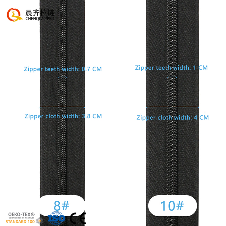 CHENQI Brand Spot Wholesale #8 #10 Black Nylon Coil Zipper Tape Roll Heavy Duty Long Chain Nylon Zippers for Outdoor Tent