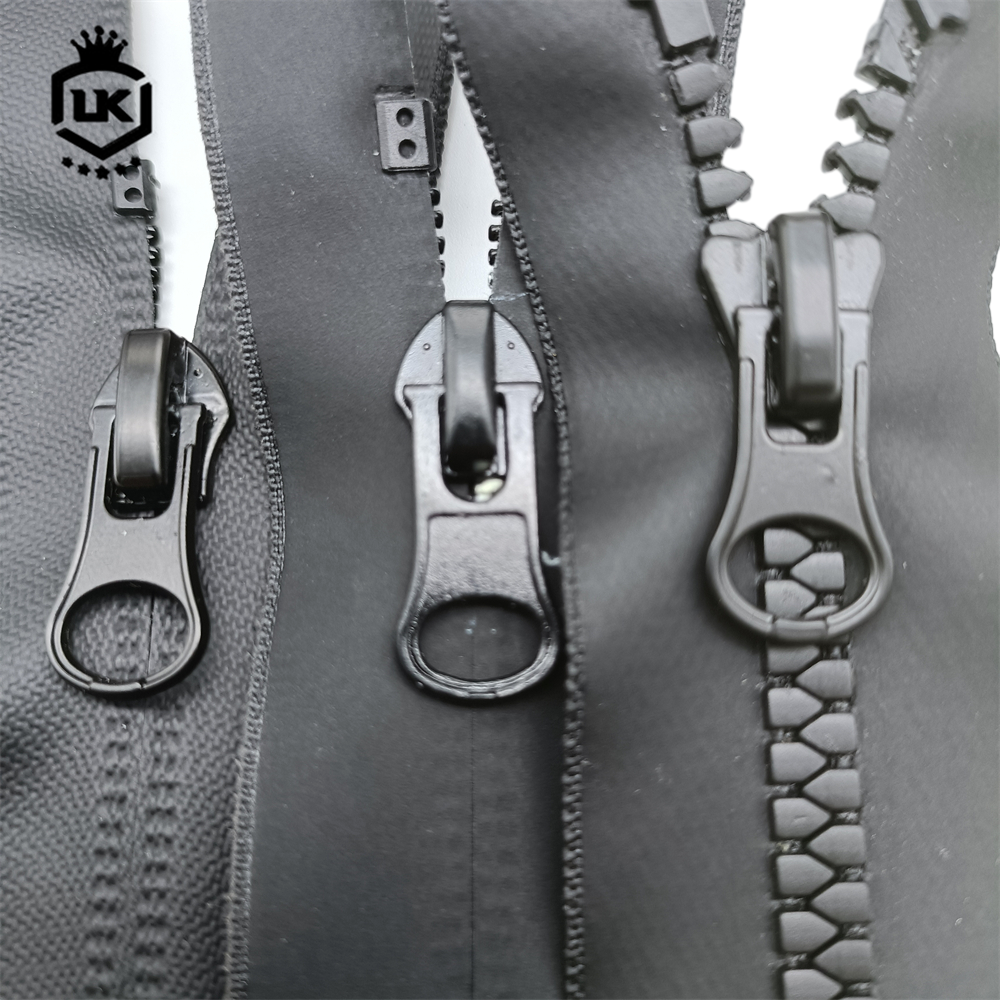 Lanke Black Pvc PU Nylon Plastic Long Chain Open Close End Hidden Zip Invisible Waterproof Zipper With Thumb Puller