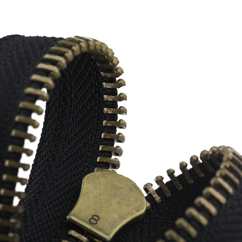 8# Vintage Double Slider Eco-Friendly Sewing Zipper 70/80/90/100/120cm Brass Metal for Coat Jacket DIY Clothing Sewing