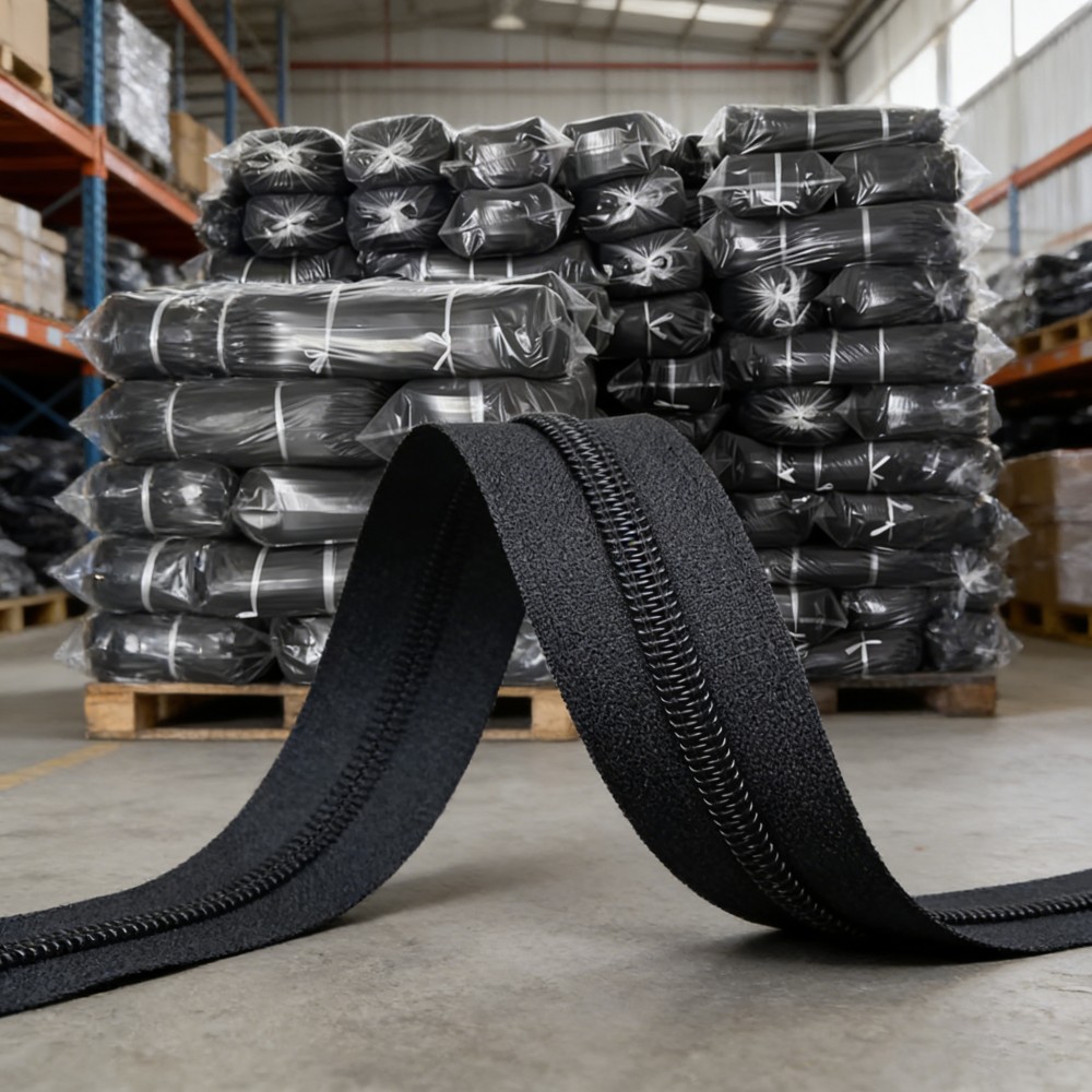High Quality Eco-Friendly Recycled Nylon Zipper Tape 200m/Roll #3-#10 Black Coil Long Chain Customizable For Luggage Bags Tents