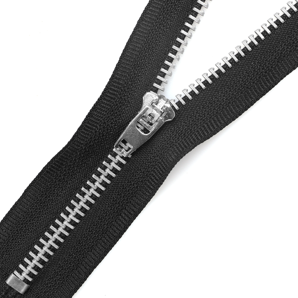 #5 15cm Close-End Sewing Accessories Black Tape White aluminum Teeth Metal Zippers for Pants