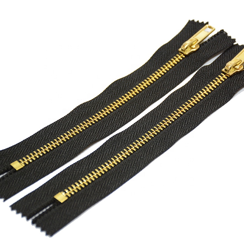 Sustainable 30cm 5# Brass Zipper Gold Polished Metal Fast Delivery Zip Line for Shoes Eco-Friendly Closed Fabric