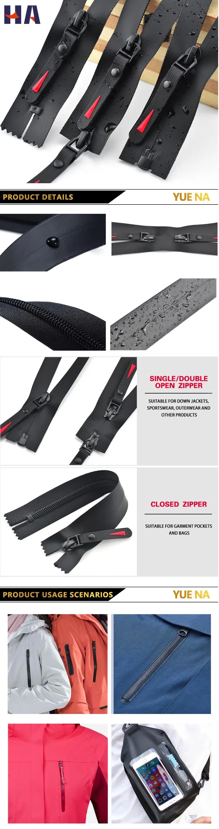 Wholesale Hot Sale Customized Factory Price Size 5 Heavy Duty Zipper for Waterproof Bag TPU Coated Weldable Polyester Zippers