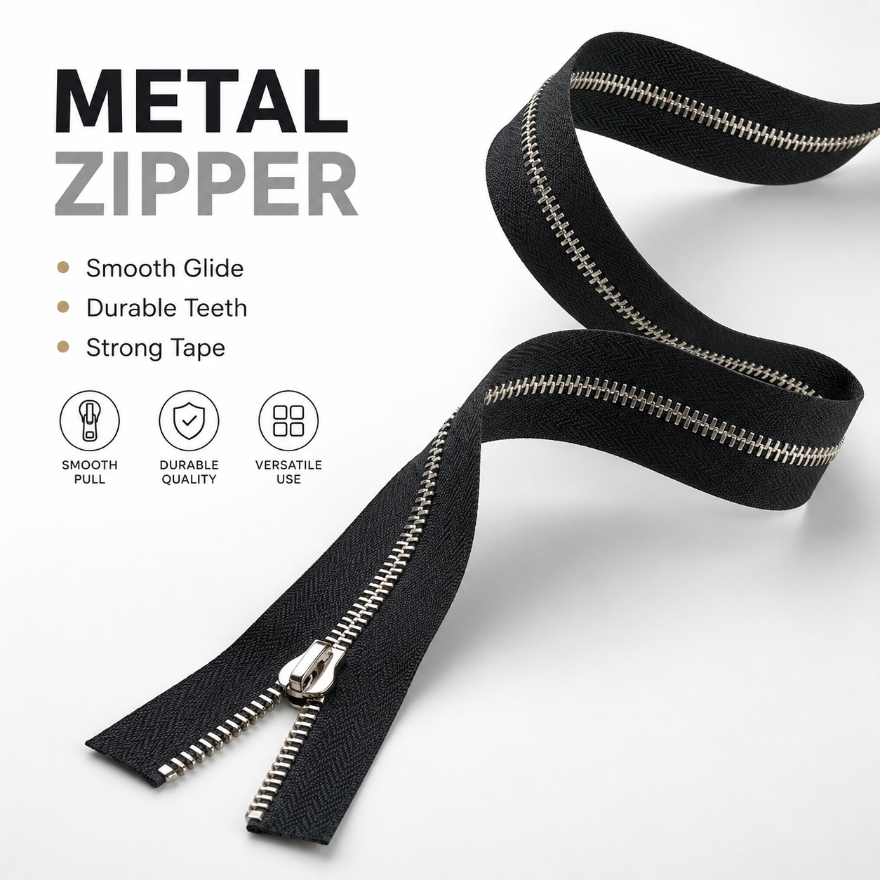 Best Selling Long Chain Metal Zippers Nickel Zipper with Black Tape 5# for Handbags and Shoes for Garments