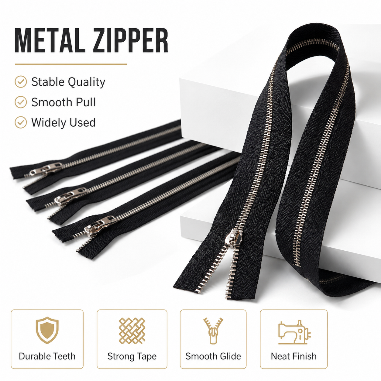 Best Selling Long Chain Metal Zippers Nickel Zipper with Black Tape 5# for Handbags and Shoes for Garments