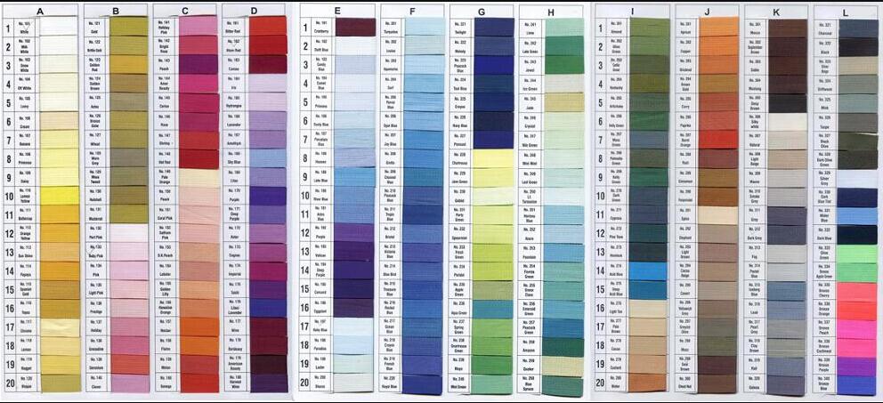Zipper Tape Color Card