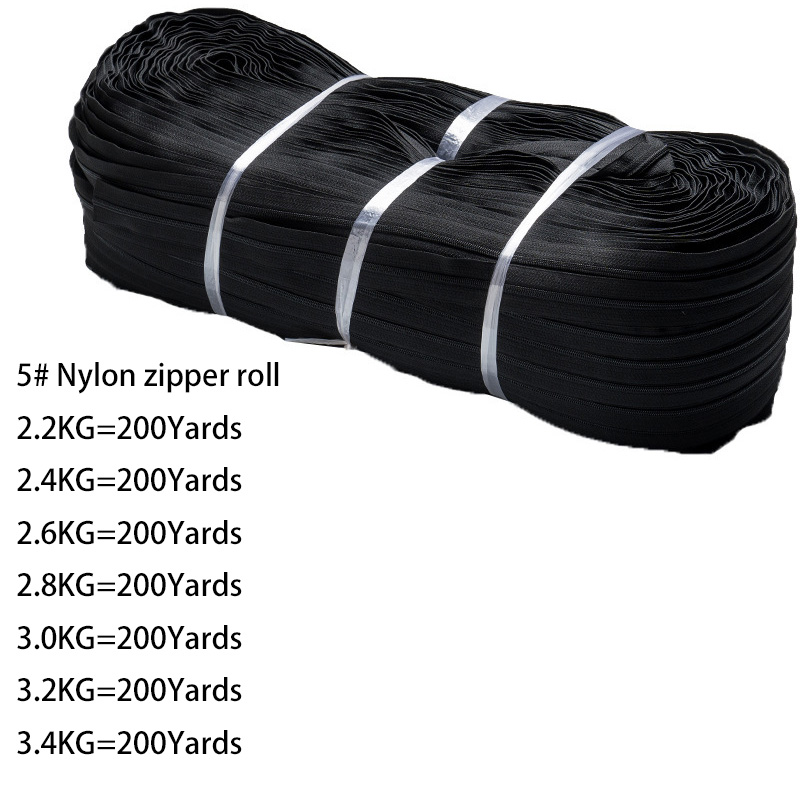 Zipper Coil for Bag Wholesale by the Yard 3# 5# 8# Nylon Zipper Roll for Sale