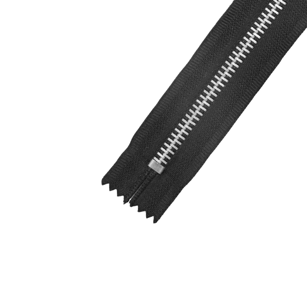 #5 15cm Close-End Sewing Accessories Black Tape White aluminum Teeth Metal Zippers for Pants