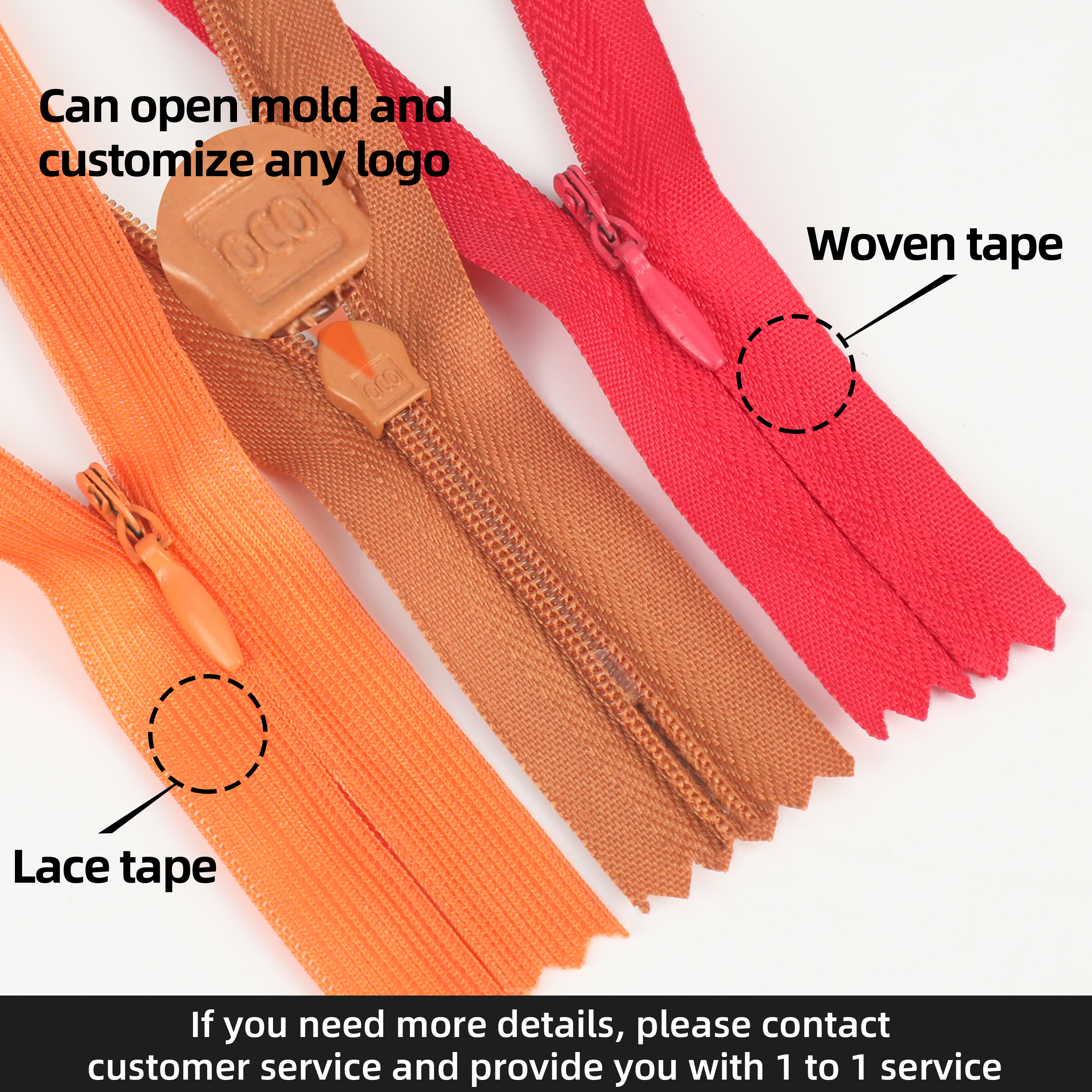 OCO 100 Pcs 3# 15.7inch Nylon Coil Invisible Zipper Colorful Lace Fabric With Auto Lock for Apparel Bedding Pillow Garments