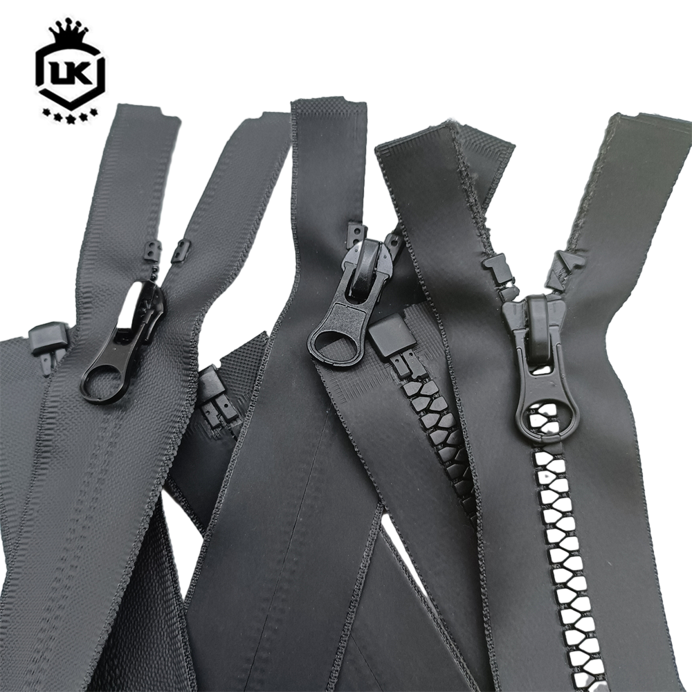 Lanke Black Pvc PU Nylon Plastic Long Chain Open Close End Hidden Zip Invisible Waterproof Zipper With Thumb Puller