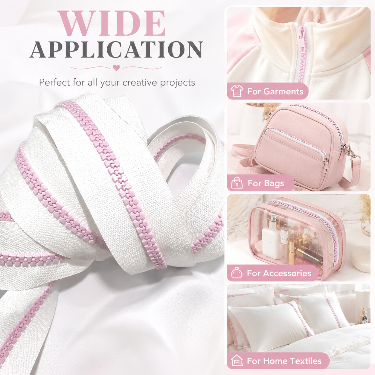 Fancy #5 Open End Pink UV Photochromism Plastic Zipper Special Resin Zipper Clothes Fashionable Nylon Manufactured Zipper