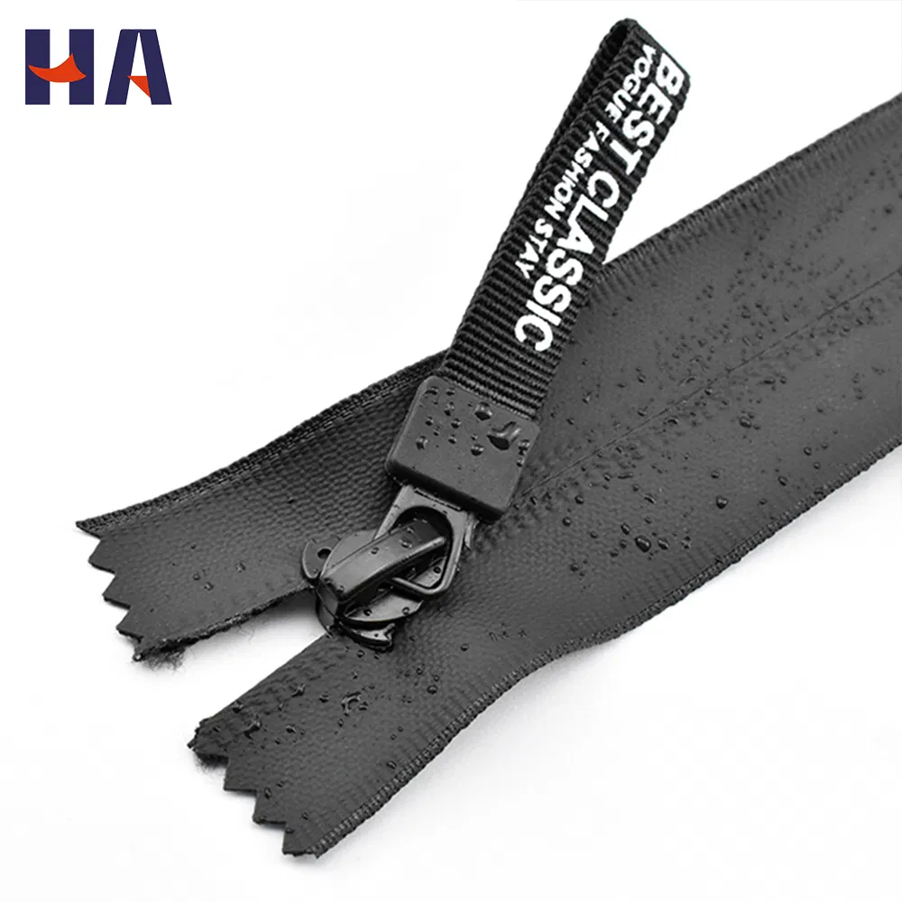 Wholesale 3# 5# 7# Open End TPU Waterproof Nylon Zipper PU Water Resistant Zipper Outdoor Jacket 100% Waterproof Nylon Zipper