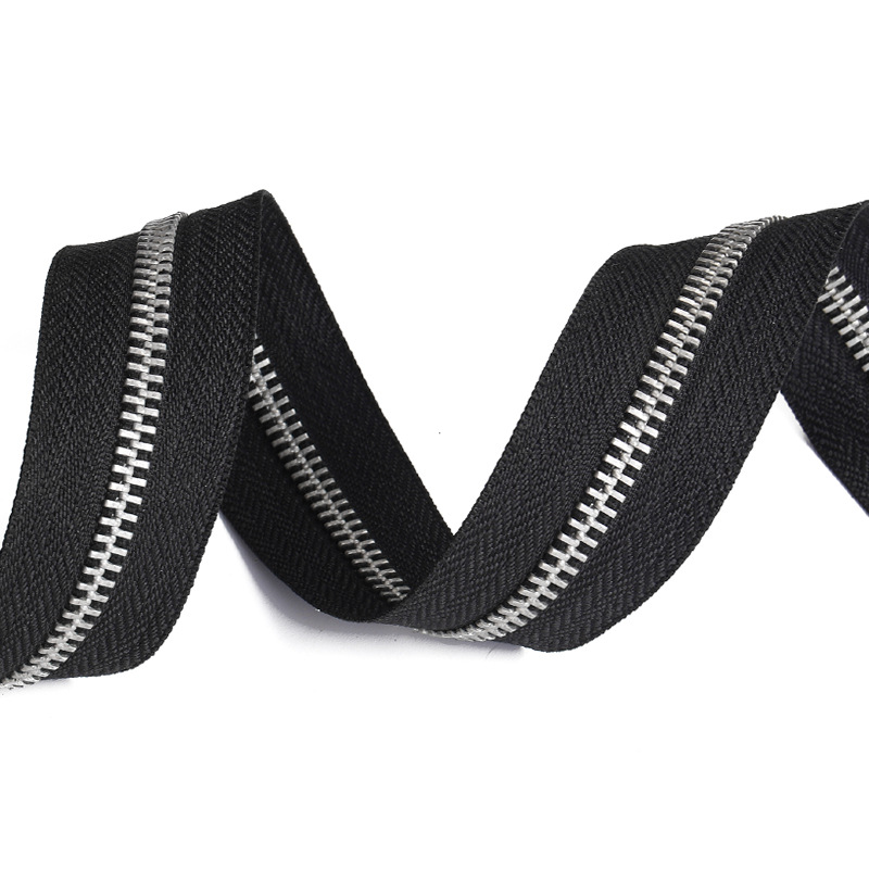 Aluminum Teeth Metal Zipper Brass and Aluminum and Anti Brass Zipper Long Chain Roll for Clothing Aluminum Long Chain Zipper