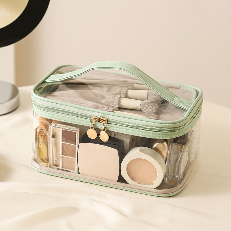 Custom Portable PVC Makeup Pouch Organizers with Clear Zipper Fashionable Waterproof Travel Cosmetic Bag Case