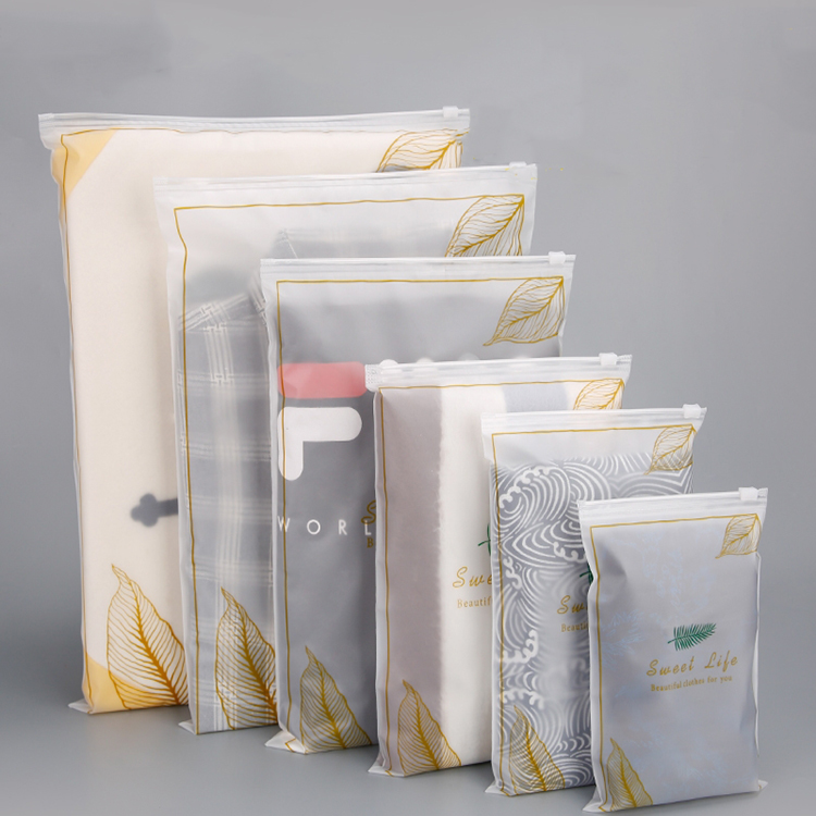 High Grade Zip Lock Bag for Clothing Packaging Matt Black Frosted PVC PE Custom Logo Printing