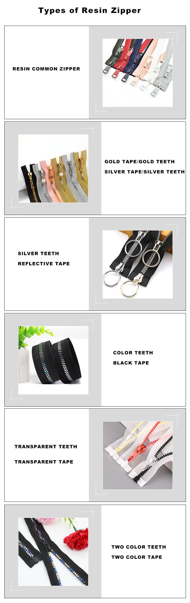 Zipper Color Options