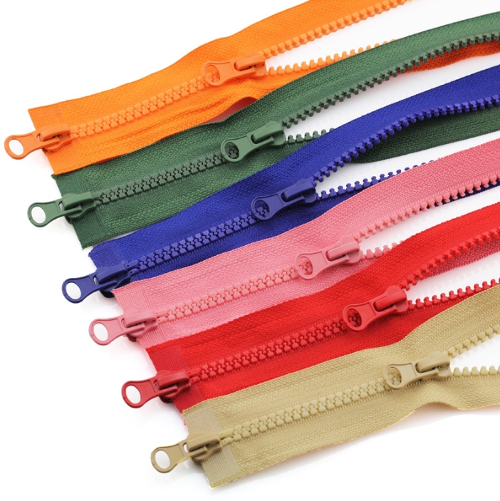 5# Custom Zip Plastic Resin Double Open Zipper With 2 Slider Two Way Head To Head Zipper For Home Textile