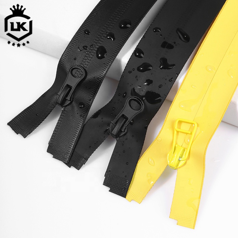 Lanke Close Open End Smooth Black Plastic Nylon TPU Waterproof Zipper 100% Waterproof Zipper For Tent Raincoat Diving Suit