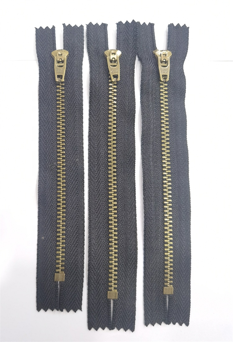 Sbs4# Golden Auto Lock Copper Teeth Metal Close-End Long Chain Zipper For Pants Eco-Friendly Sustainable Jeans Accessories