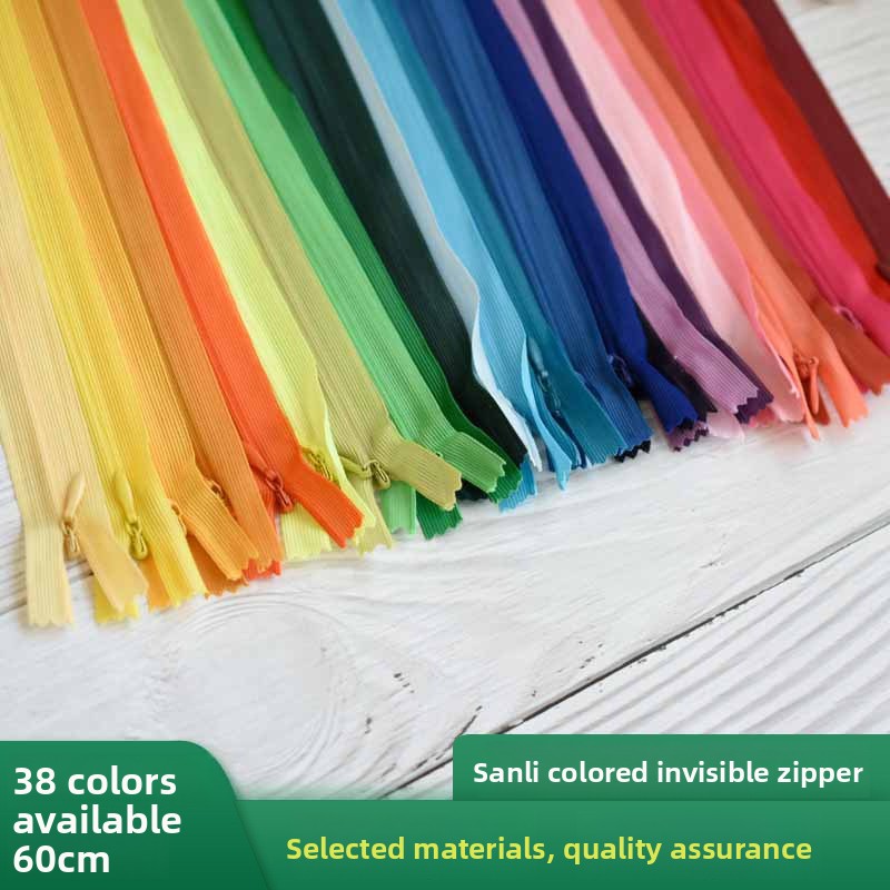 Sanli zipper 60cm high-grade nylon zipper for skirts pants clothing closed-end long zipper head accessories and mat