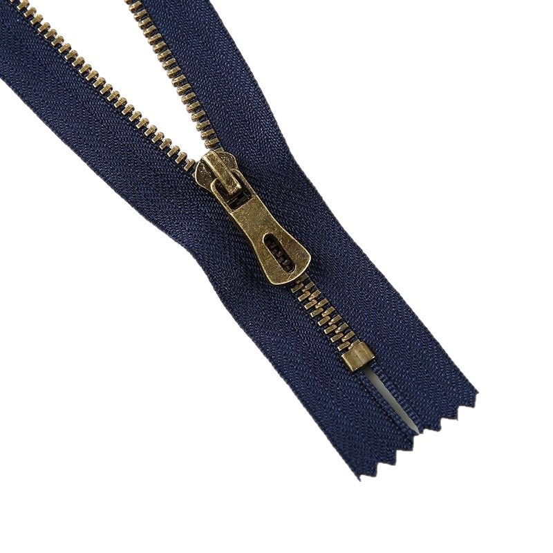High Quality No 3 Antique Brass Metal Zipper Durable Close End Short Zipper for Garment and Bag