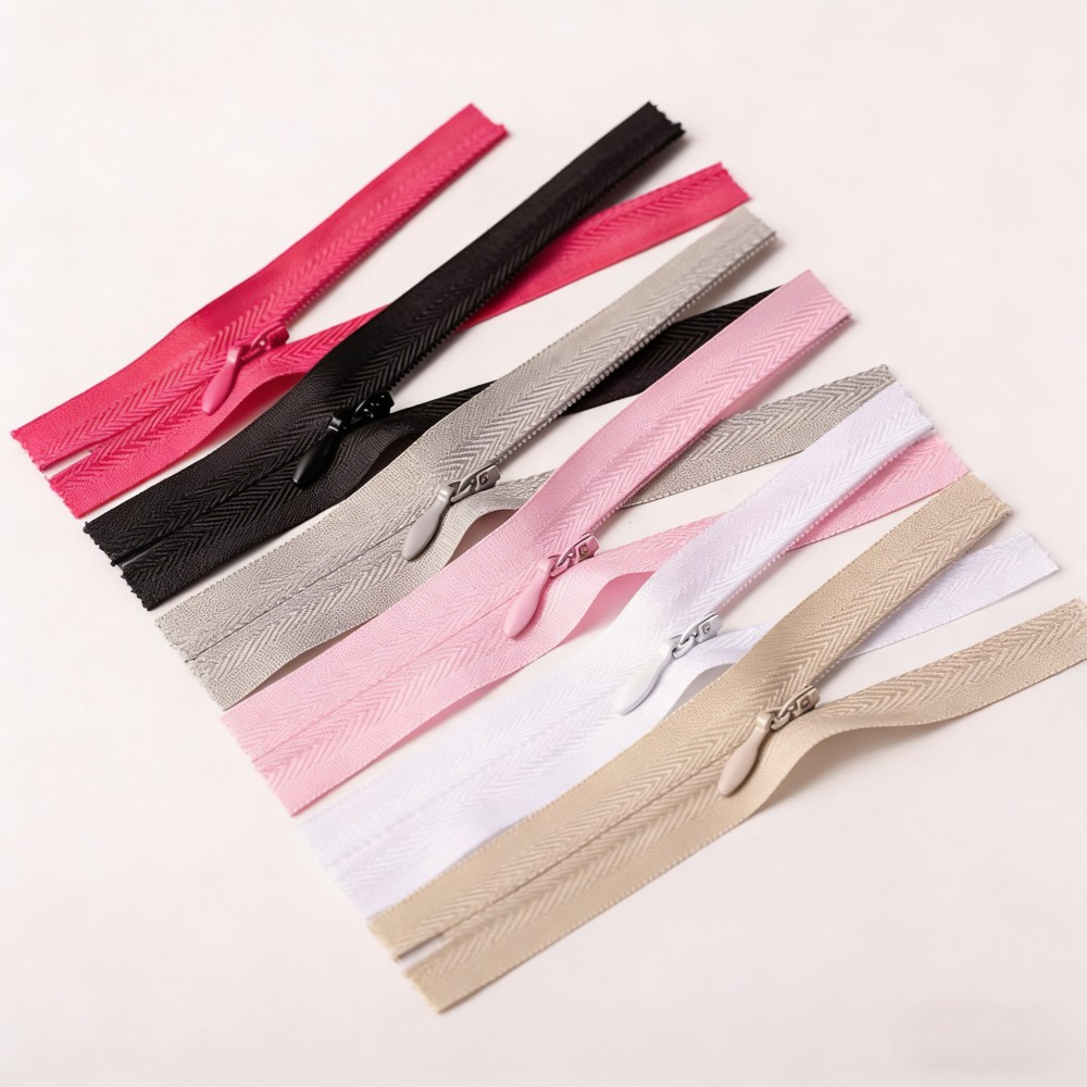 Wholesale SBS Invisible Zipper #3 Nylon Coil Zip Close-end 25-65cm Multi-color Eco-friendly Recycled OEKO-TEX Certified