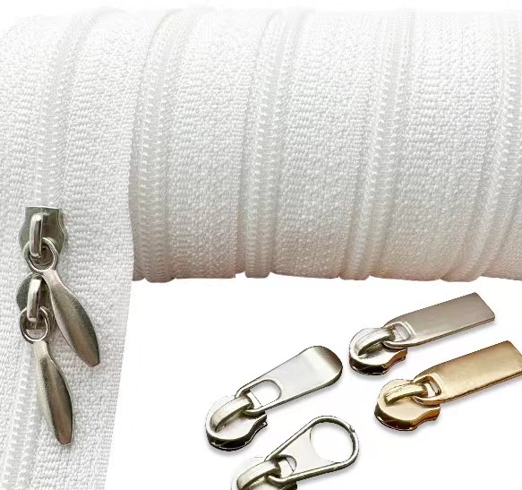 Nylon Zipper Wholesale Factory Custom 3# 5# Open End Black and White Spot Nylon Coil Zippers by the Yard