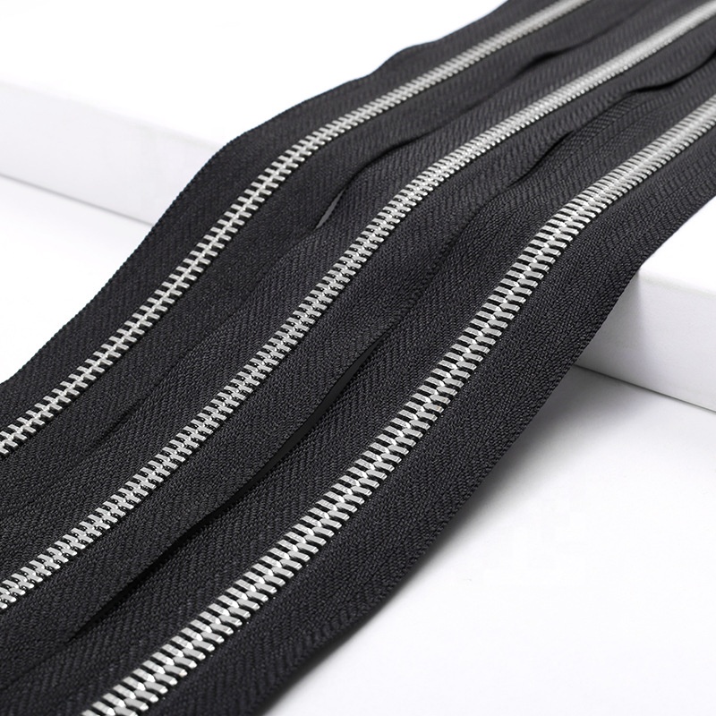 Aluminum Teeth Metal Zipper Brass and Aluminum and Anti Brass Zipper Long Chain Roll for Clothing Aluminum Long Chain Zipper