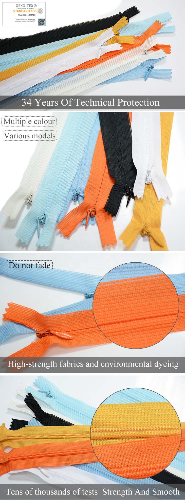 Factory Manufacturer's Price Close-End Nylon Zipper Colorful Lace Tape Plastic Invisible Zippers for Jackets Dresses OEKO-TEX