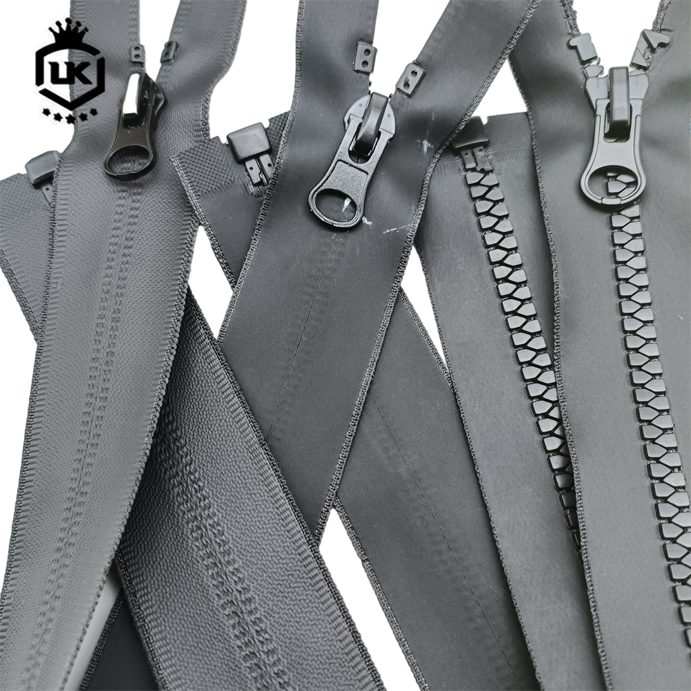 Lanke Black Pvc PU Nylon Plastic Long Chain Open Close End Hidden Zip Invisible Waterproof Zipper With Thumb Puller