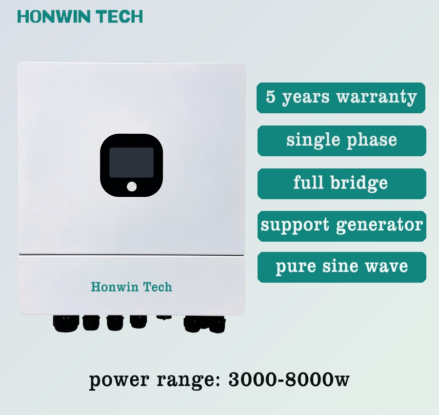 Inversor Solar Híbrido Personalizável: 4-11HP, 3kw 3.38kw 4kw 5kw 6kw 8kw Armazenamento de Energia IP65 À Prova D'Água, Suporte a Gerador, com Baterias e Controle por APP