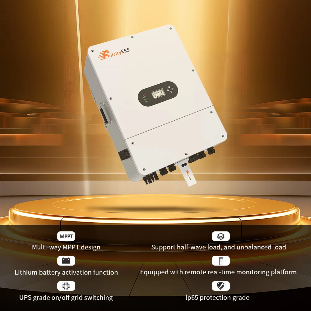 Felicityess 10kw em inversor híbrido solar de alta frequência off-grid com tecnologia de controlador MPPT IP65 proteção
