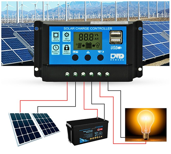 Controlador de carga do regulador solar PWM manual de baixo preço com visor LCD
