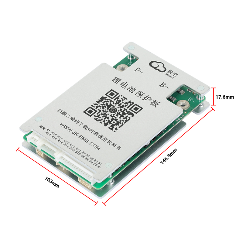Jk-Bd4a20s10p 100A BMS inteligente com 0.4A Balanceamento Ativo para Display LCD Bt 8-20s 24V LiFePO4 Placa de PCB de Núcleo Metálico de Bateria de Lítio