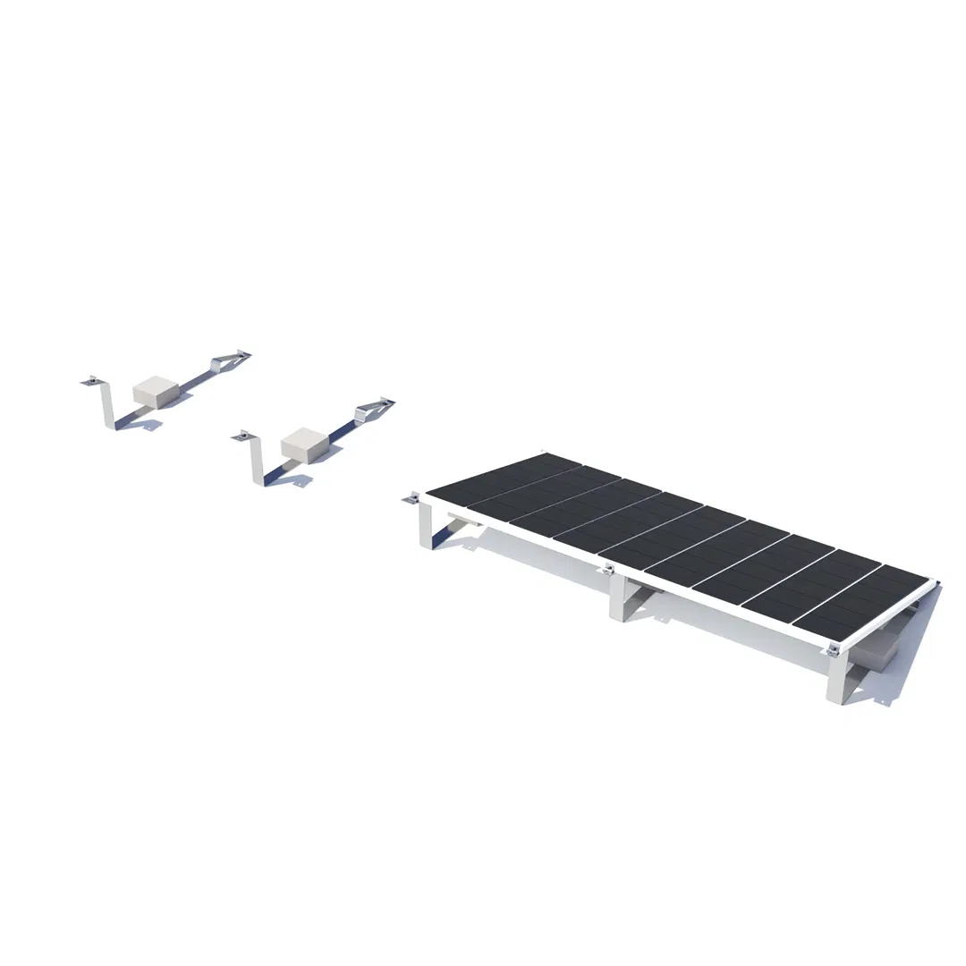 Estrutura de Painel Solar de Telhado com Rastreamento, Lastro de Concreto para Sistema de Montagem em Telhado Plano