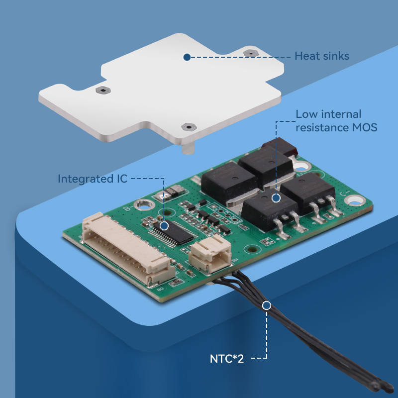 Placa de Proteção de Bateria de Lítio 10s 20A 48V Controle de Carga e Descarga BMS 10s com Interruptor Eletrônico/Ntc