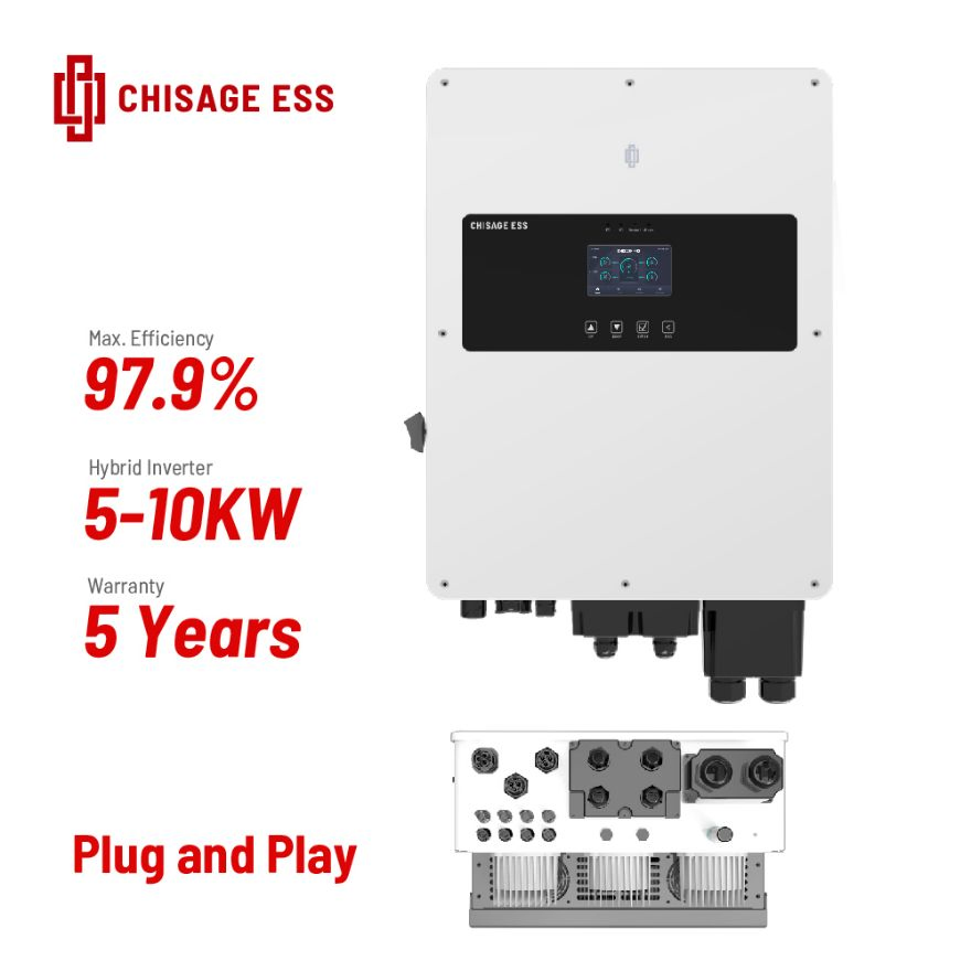 Sistema de Energia Solar Renovável da China 3kw 5kw 6kw 8kw 10kw Inversor Híbrido de Energia Solar de Onda Senoidal Pura Integrado de DC para AC Monofásico