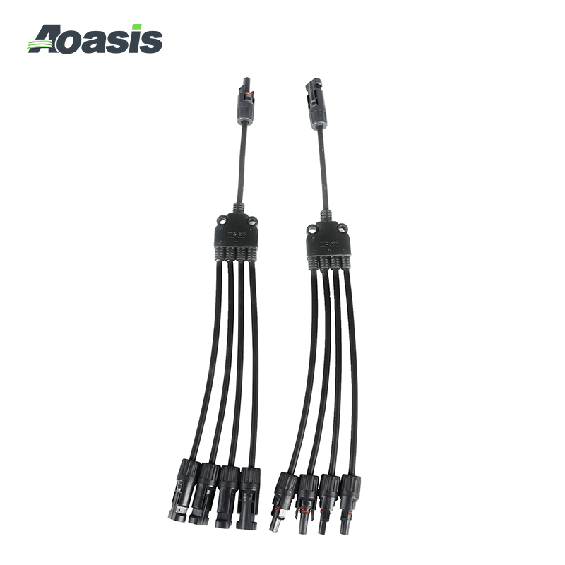 Conector Paralelo de Cabo Solar Aoasis PV-Bmy4 IP67 para Conector Y Branch PV 4 para Sistema Solar 1