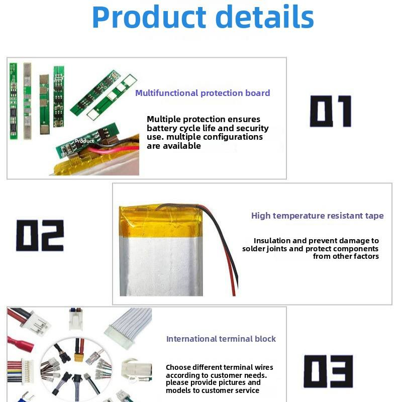 Fábrica de Baterias 3.7V Lítio LiFePO4 103040 1200mAh Capacidade de Voltagem Personalizável 500 Ciclos Pacote de Bateria de Lítio Polimérico