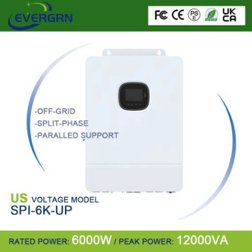 Modelo de Inversor Híbrido Solar Off Grid de Onda Senoidal Pura 6kw MPPT Energia Potência Fase Dividida 48V Inversor
