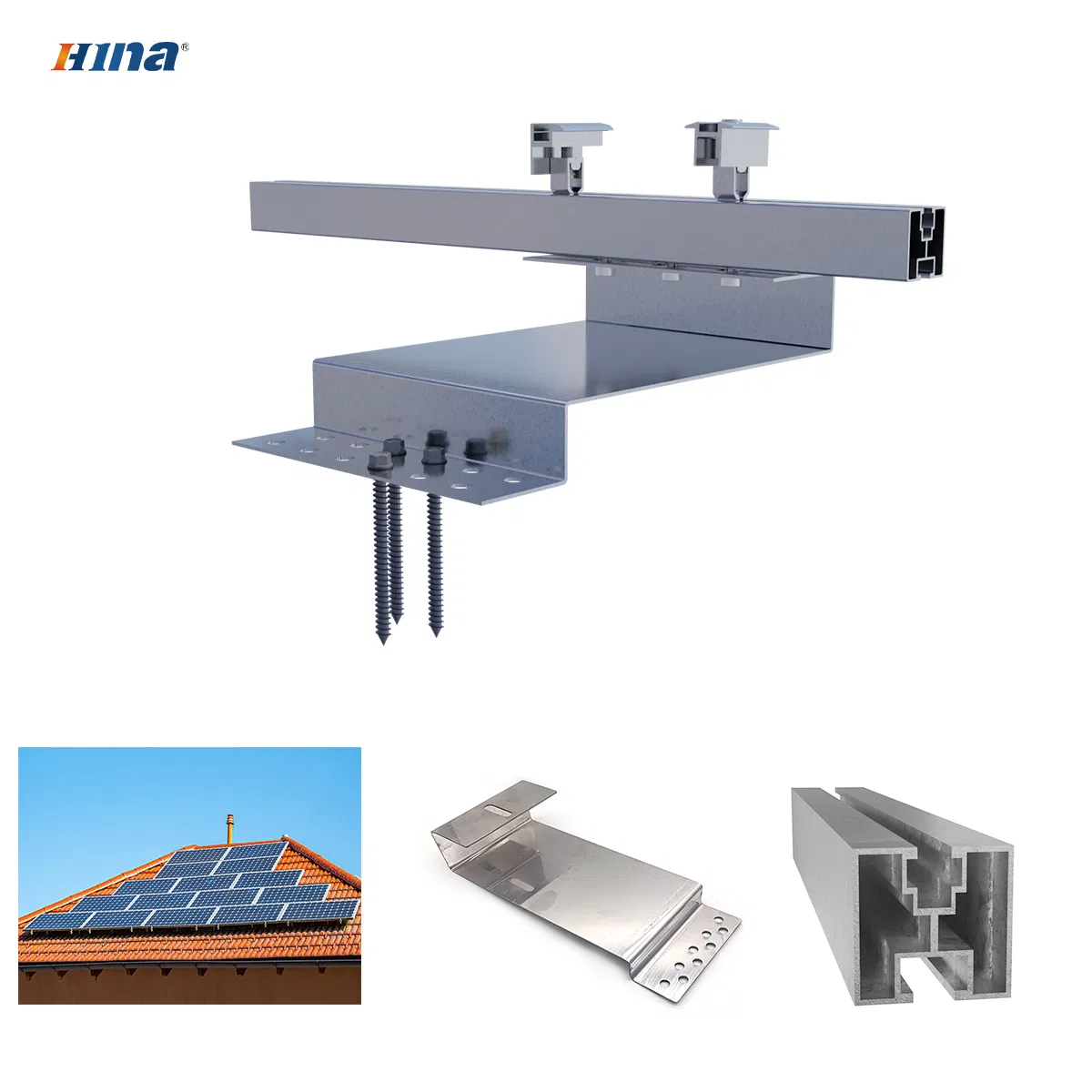 Kits de Suporte Solar com Gancho Fixo para Telhado de Telhas Estrutura de Montagem de Energia Solar