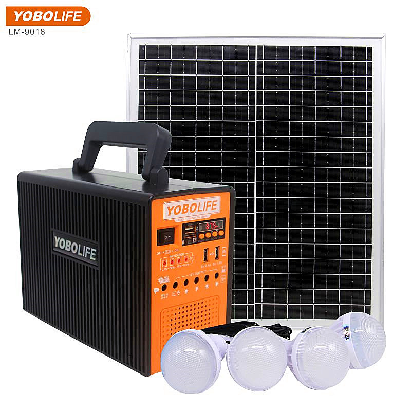 Gerador Solar Portátil de Alta Qualidade Yobolife Sistema Solar / Gerador Solar para Casa e Camping MP3 / Rádio FM / Alto-falante