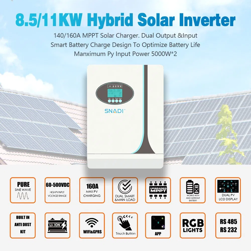 6kw 10kw Inversor 48V Inversor Solar Híbrido com Controlador MPPT