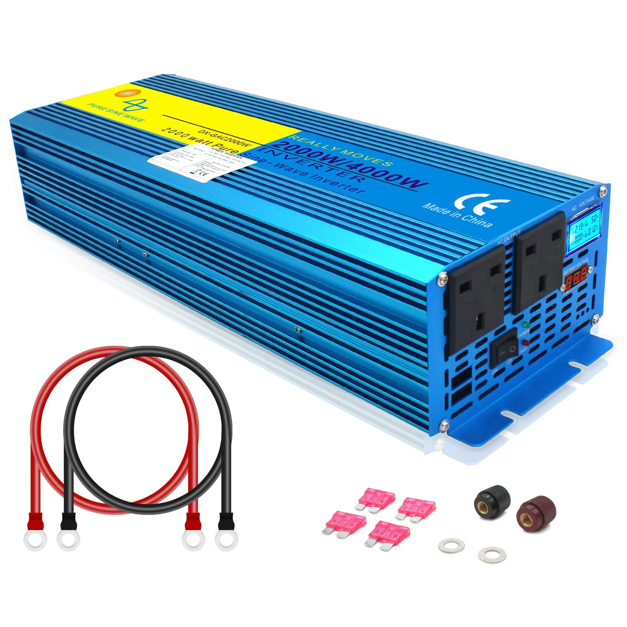 Inversor de Onda Senoidal DC 24V para AC 220V 2000W para Sistema de Energia Solar Residencial