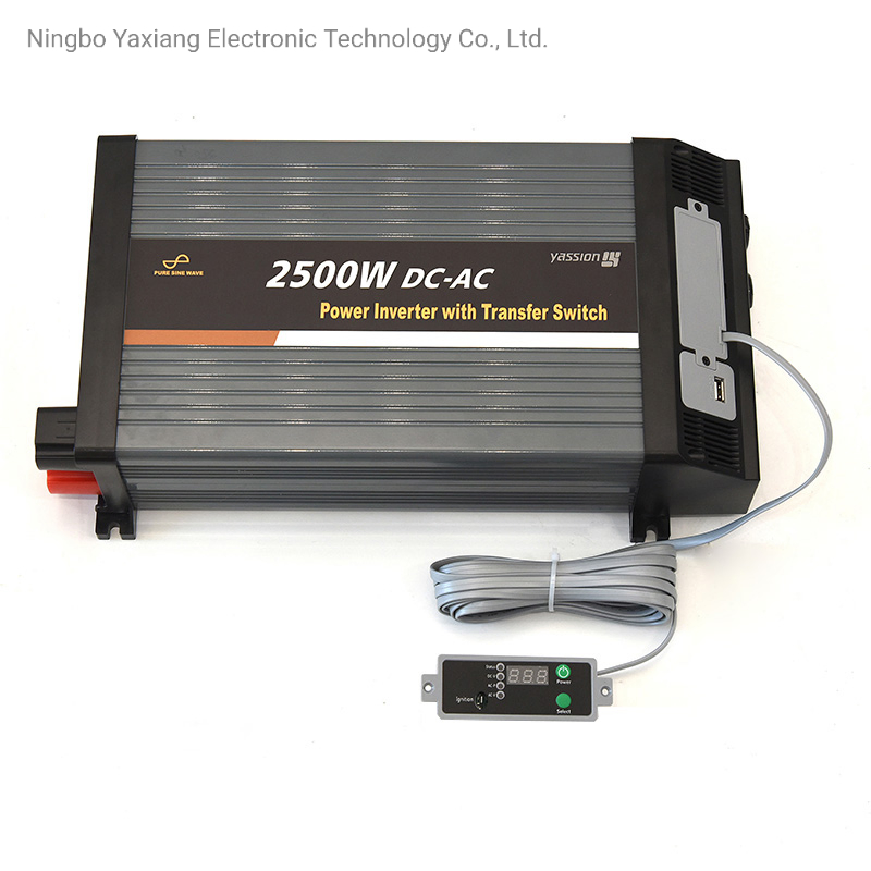 24V 100V/ 110V /120V 2500W Inversor de Onda Senoidal Pura DC-AC com Interruptor de Transferência com Controle Remoto Removível