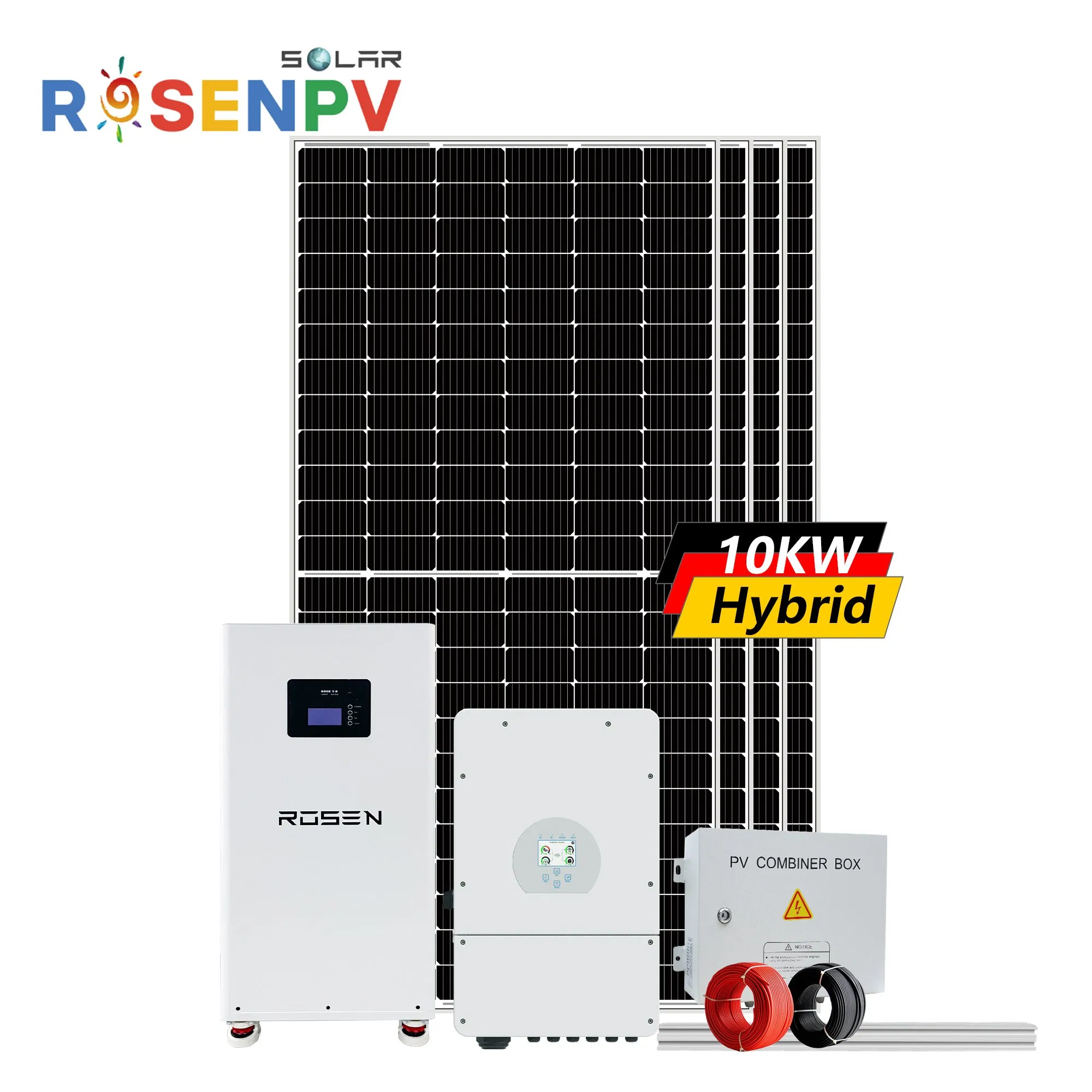 Sistema de Bateria Solar Híbrido Rosen 5kw 10kwh Preço na Rede fora da Rede