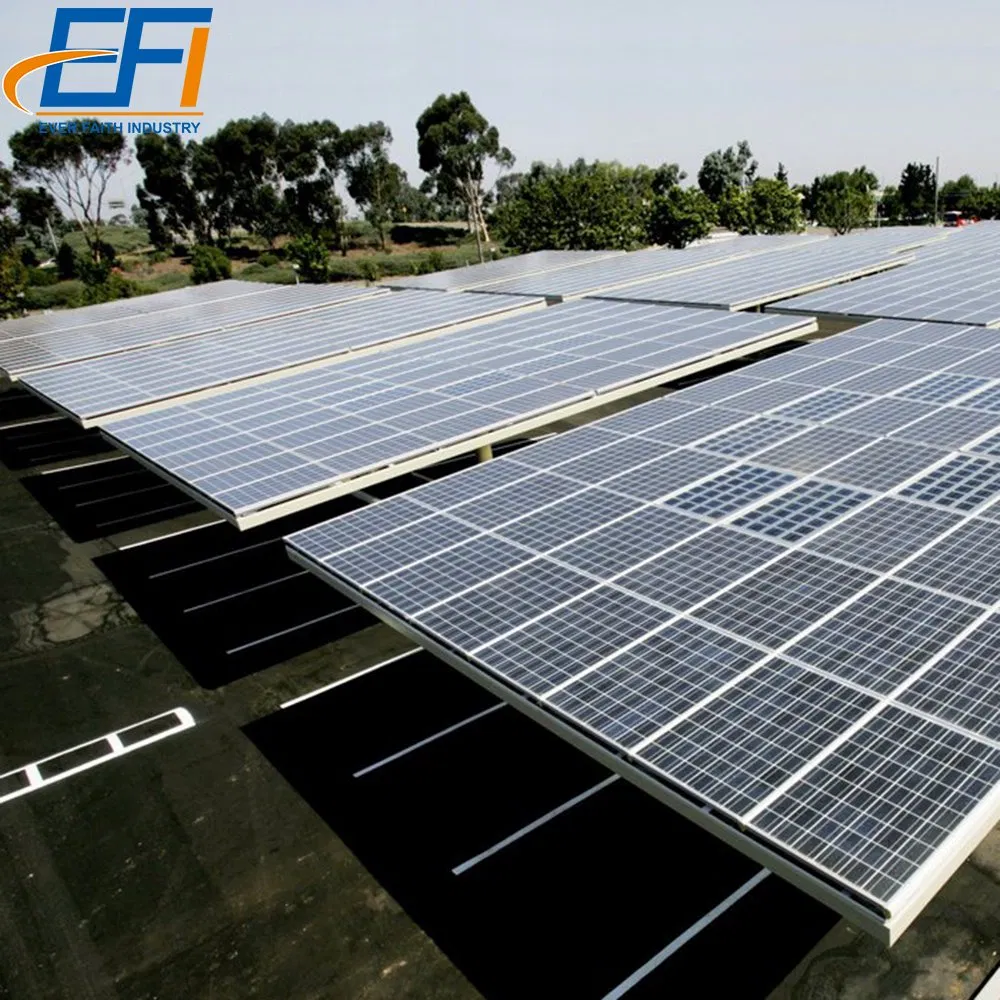 Estrutura de Suporte de Montagem em Poste para Painéis Solares em Carport para Estacionamento Solar