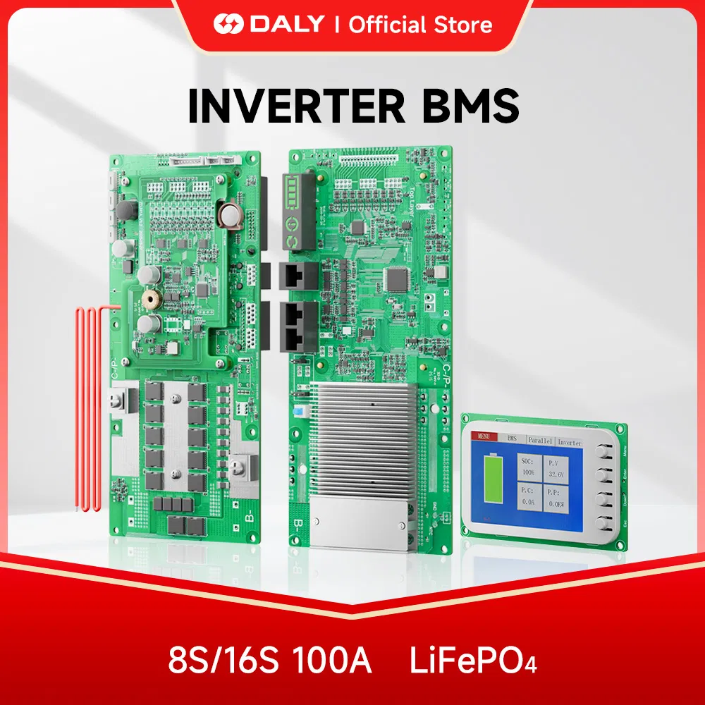 Daly Smart BMS LiFePO4 8s 24V 16s 48V 100A Sistema de Armazenamento de Energia Solar Doméstica Lítio LiFePO4 Pacote de Bateria Equilíbrio Ativo Inversor BMS